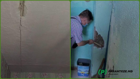 FOTO // PANICĂ la Hâncești: Un bloc avariat riscă să se prăbușească în orice moment